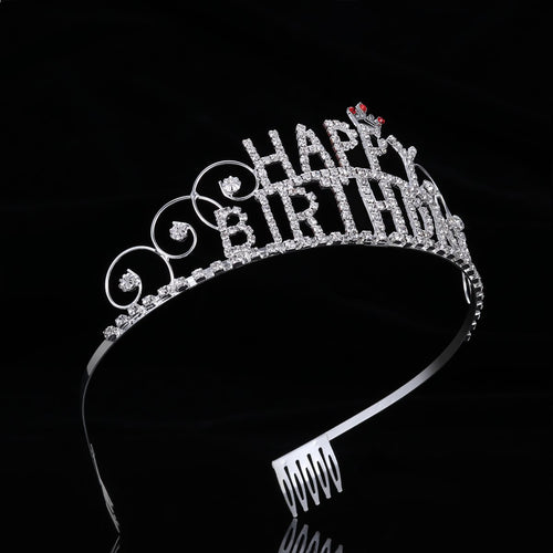 Women's Decorative Hair Crown with Birthday Inscription Bowlift