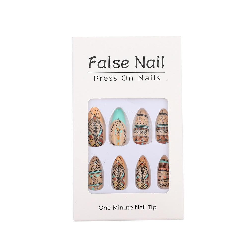 Artificial nails with exotic tribal design Bowlift