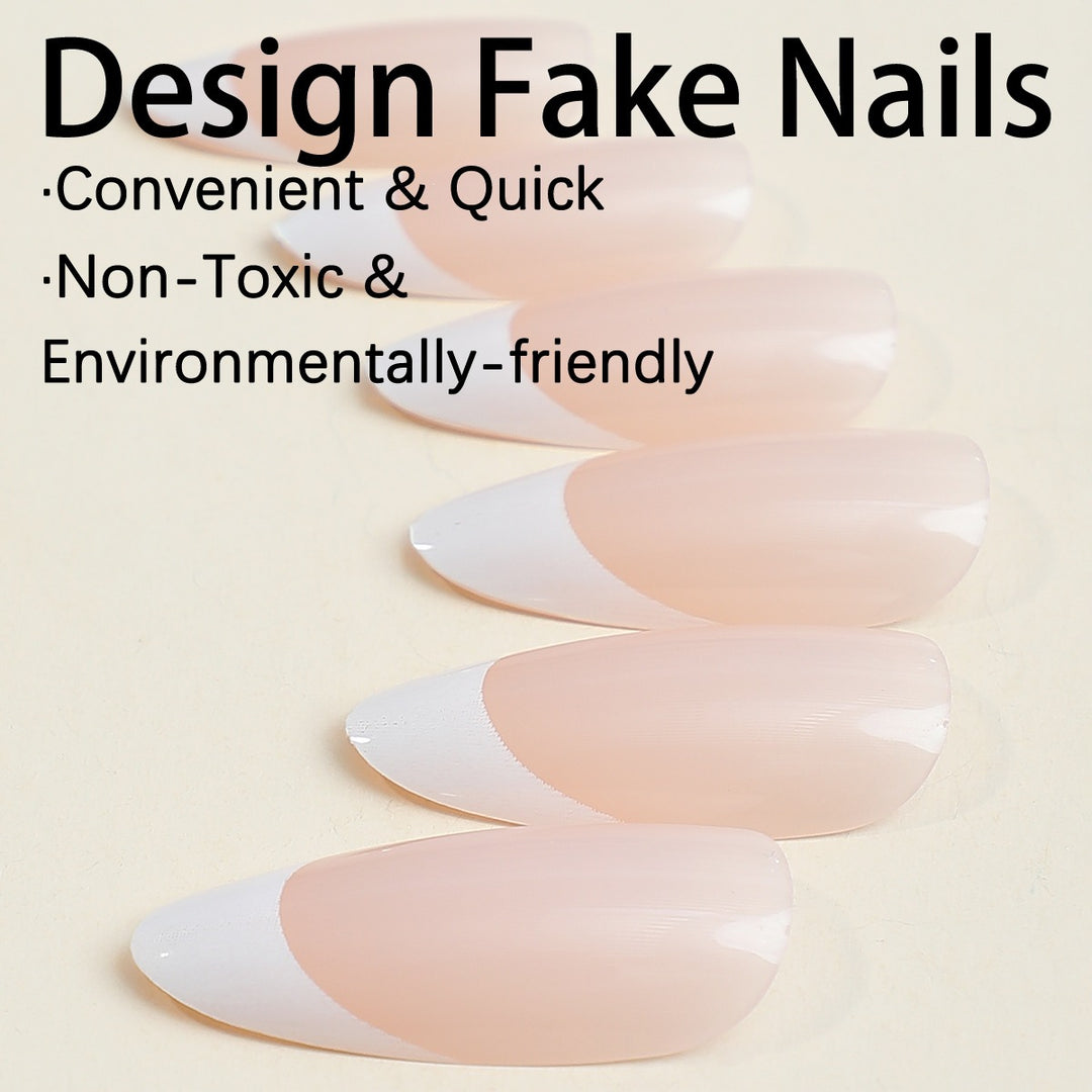 Elegant artificial nail set with classic French tips Bowlift