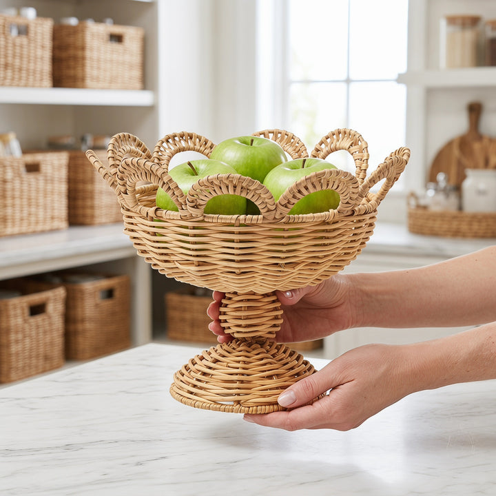 Elegant round decorative basket in floral design Bowlift