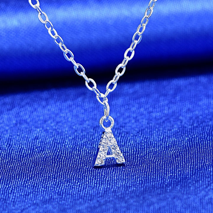 Dainty Pavé Cubic Zirconia Initial A Pendant Necklace Silver-Tone Chain Bowlift