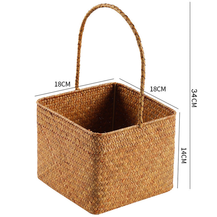 Handwoven Natural Fiber Carrying Basket Bowlift