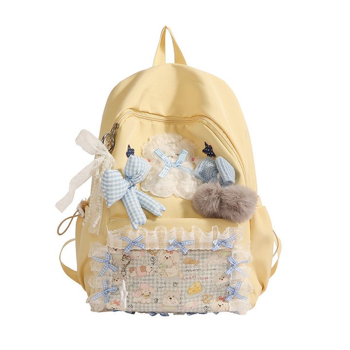 Backpack with Playful Appliqués and Multifunctional Compartments Bowlift