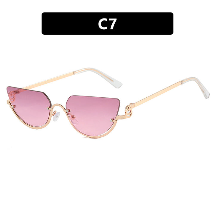 Ladies Cat-Eye Sunglasses with Gold-Colored Metal Frame and UV Protection Bowlift