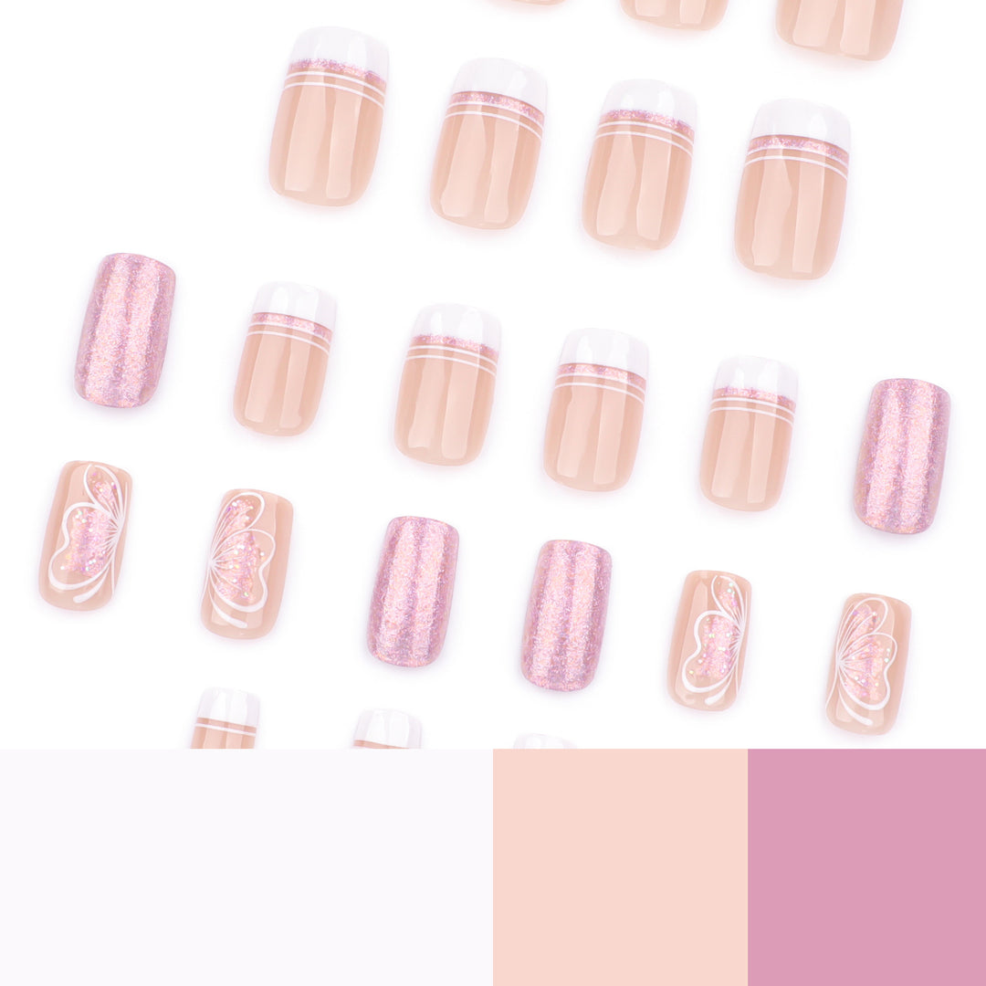 Artful Nail Art with Delicate Butterfly Motif Bowlift