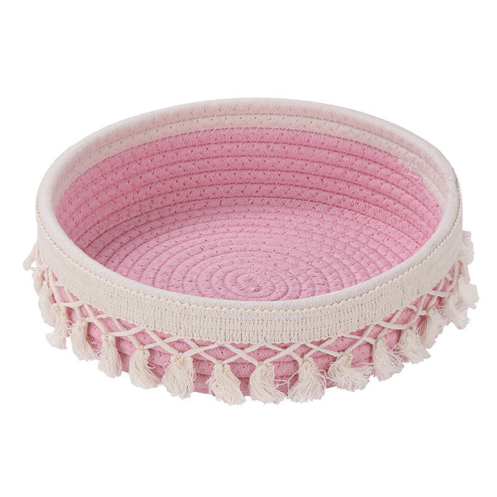Women Decorative Storage Basket with Tassels Bowlift