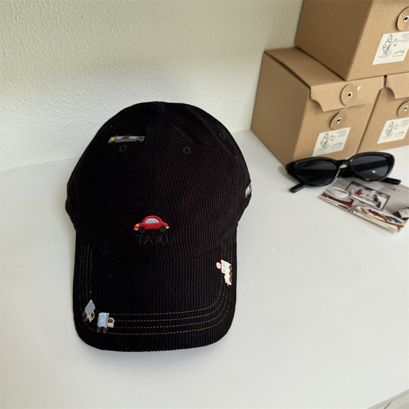 Men's Corduroy Taxi Embroidered Baseball Cap Bowlift