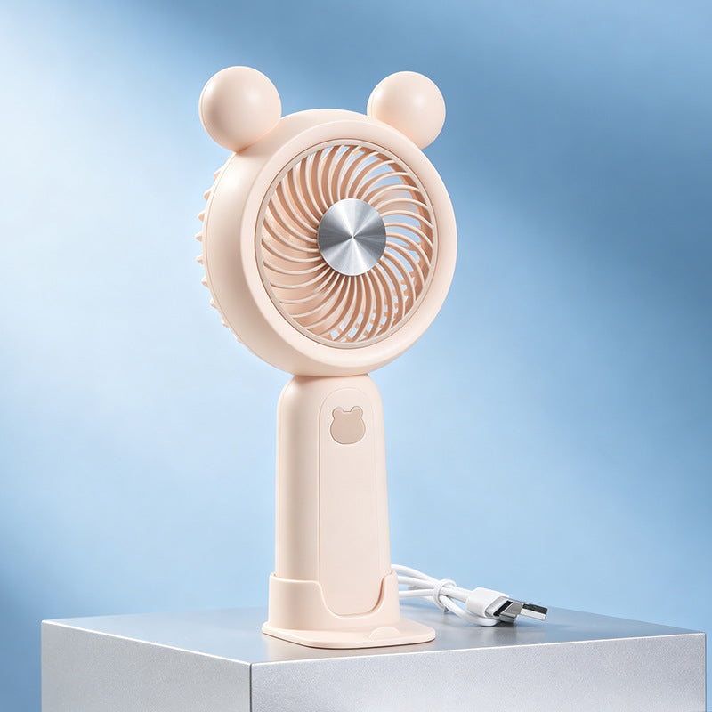 Women's Portable Hand Fan with Cute Animal Design and LED Lighting Bowlift