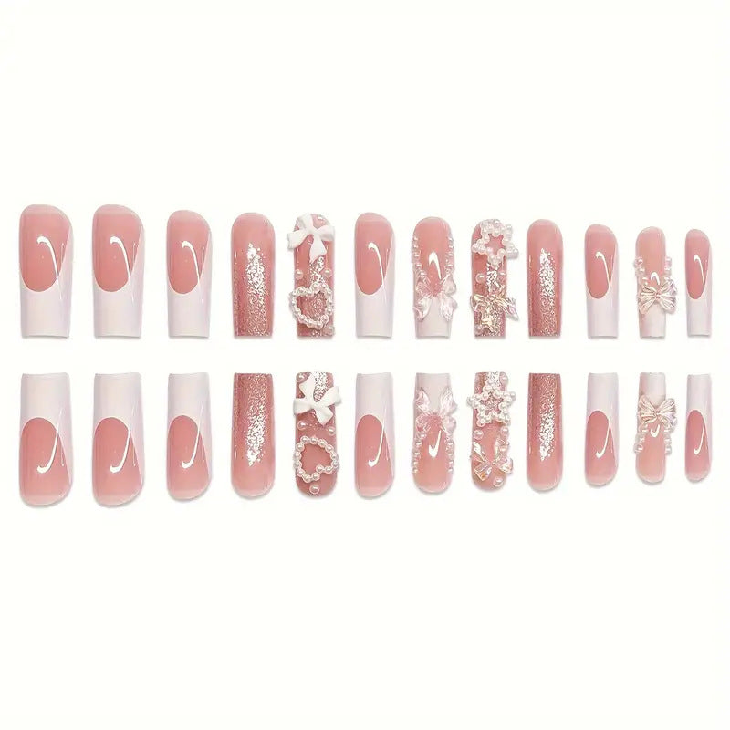 Decorative 3D Press-On Nail Set Bowlift