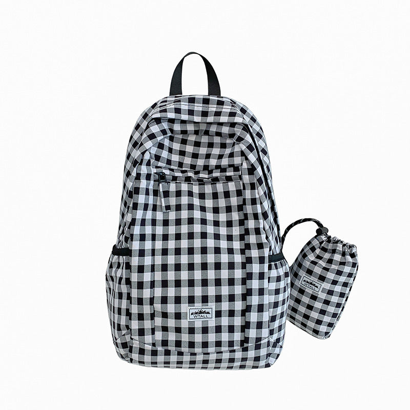 Stylish Gingham Patterned School Backpack