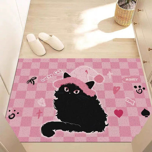 Plush Cat-Themed Floor Mat