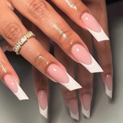 Elegant French Tip Acrylic Nail Art Extensions Bowlift