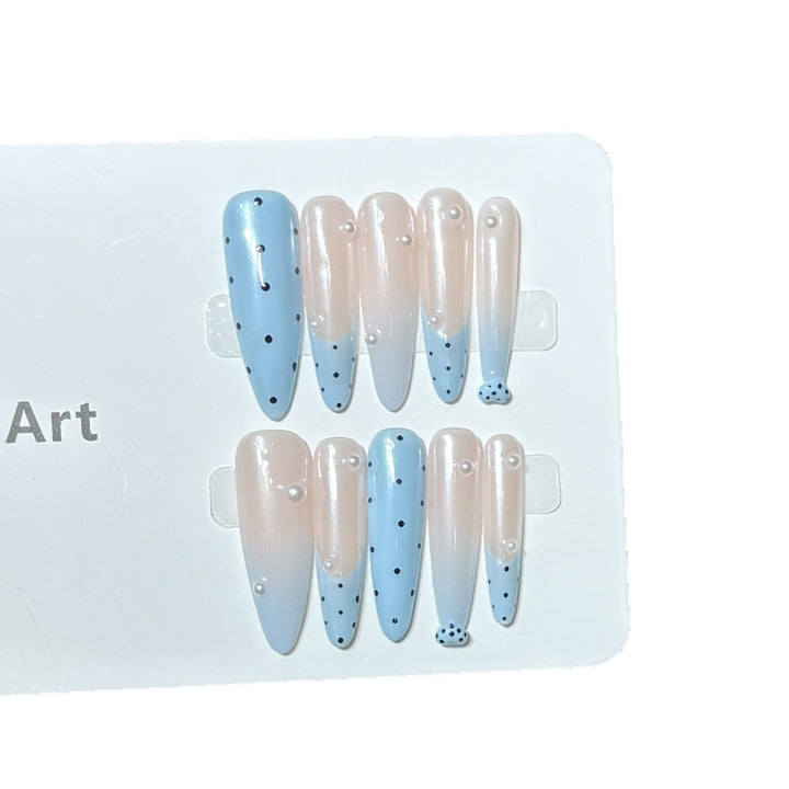 Decorative Press-On Nail Set with Unique Dot Design Bowlift