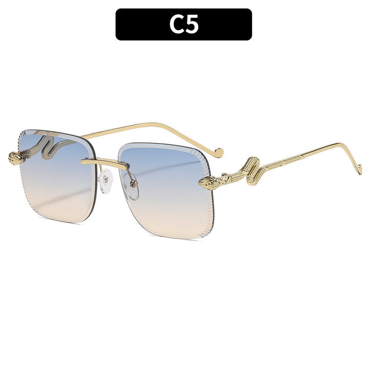Fashionable Square Frame Sunglasses with Snake Accents