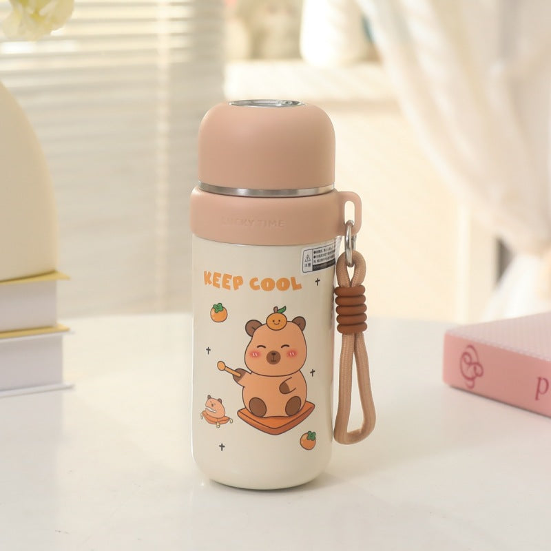 Women's Insulated Thermos Bottle with Fun Bear Design Bowlift