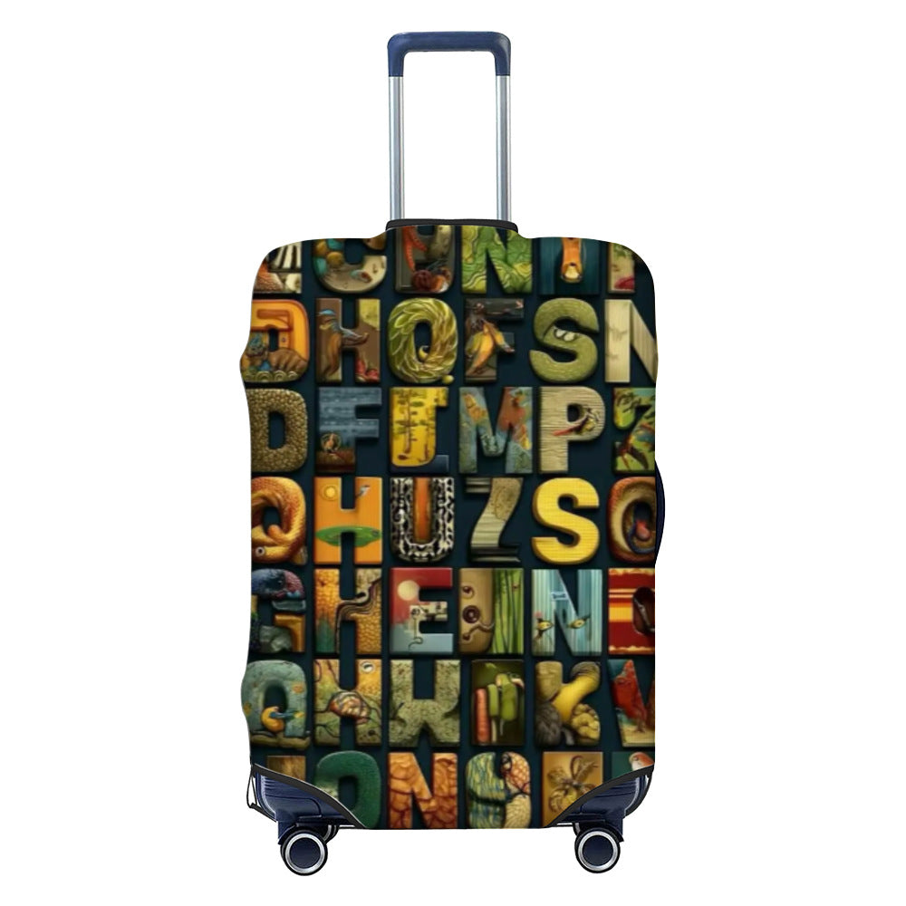 Unisex nan elastic luggage cover with geometric design, stretchable polyester-spandex fabric, zipper opening and non-slip inner securement for trolley Bowlift
