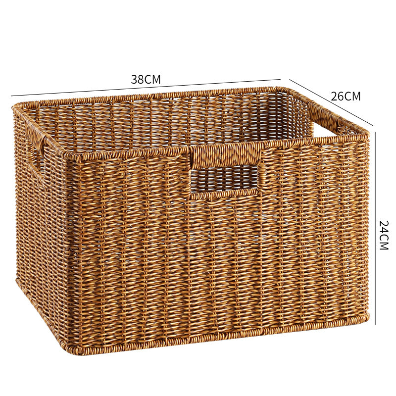 Woven Storage Basket with Ergonomic Cutout Handles Bowlift