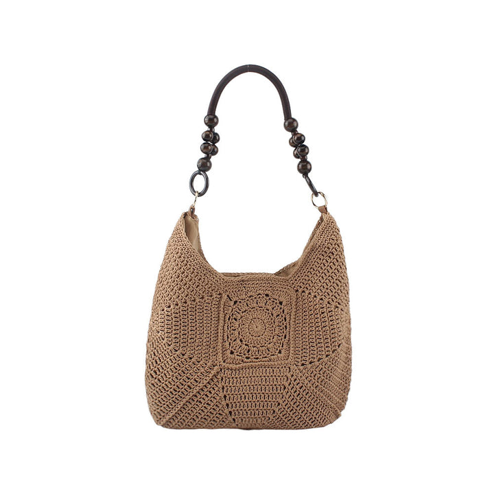 Crochet handbag with elegant wooden handles Bowlift