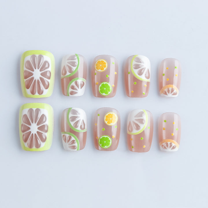 Tropical Fruit-Themed Press-On Nails Bowlift