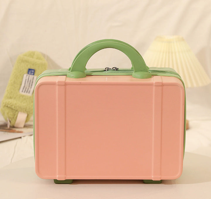 hard-shell travel cosmetic case with double-zip closure top handle and protective feet Bowlift