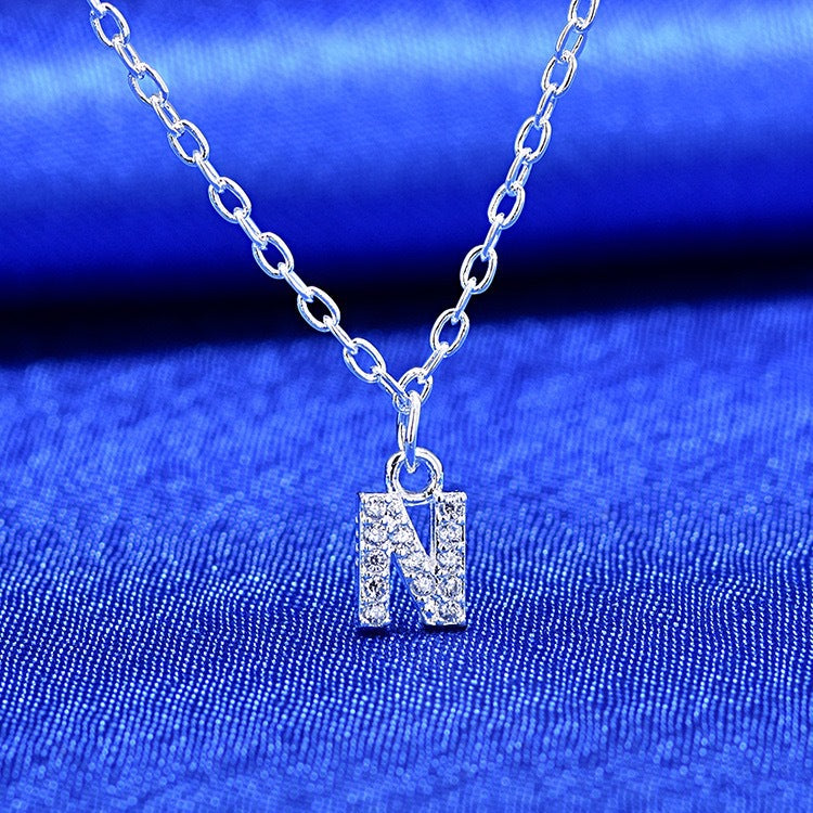 Dainty Pavé Cubic Zirconia Initial A Pendant Necklace Silver-Tone Chain Bowlift