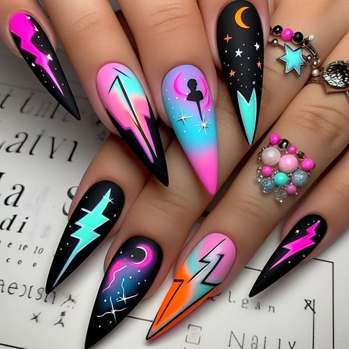 Cosmic Lightning Nail Art Bowlift
