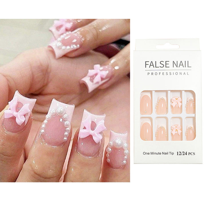 Decorative Press-On Nail Set with 3D Accents Bowlift