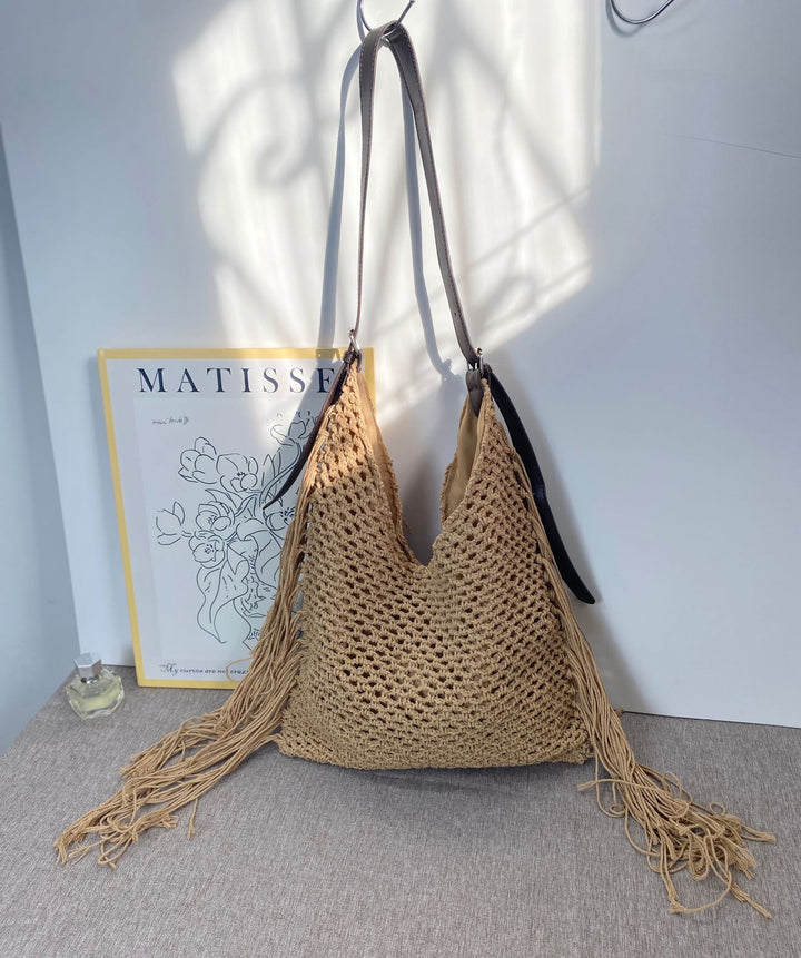 Macrame Crossbody Bag with Fringes Bowlift
