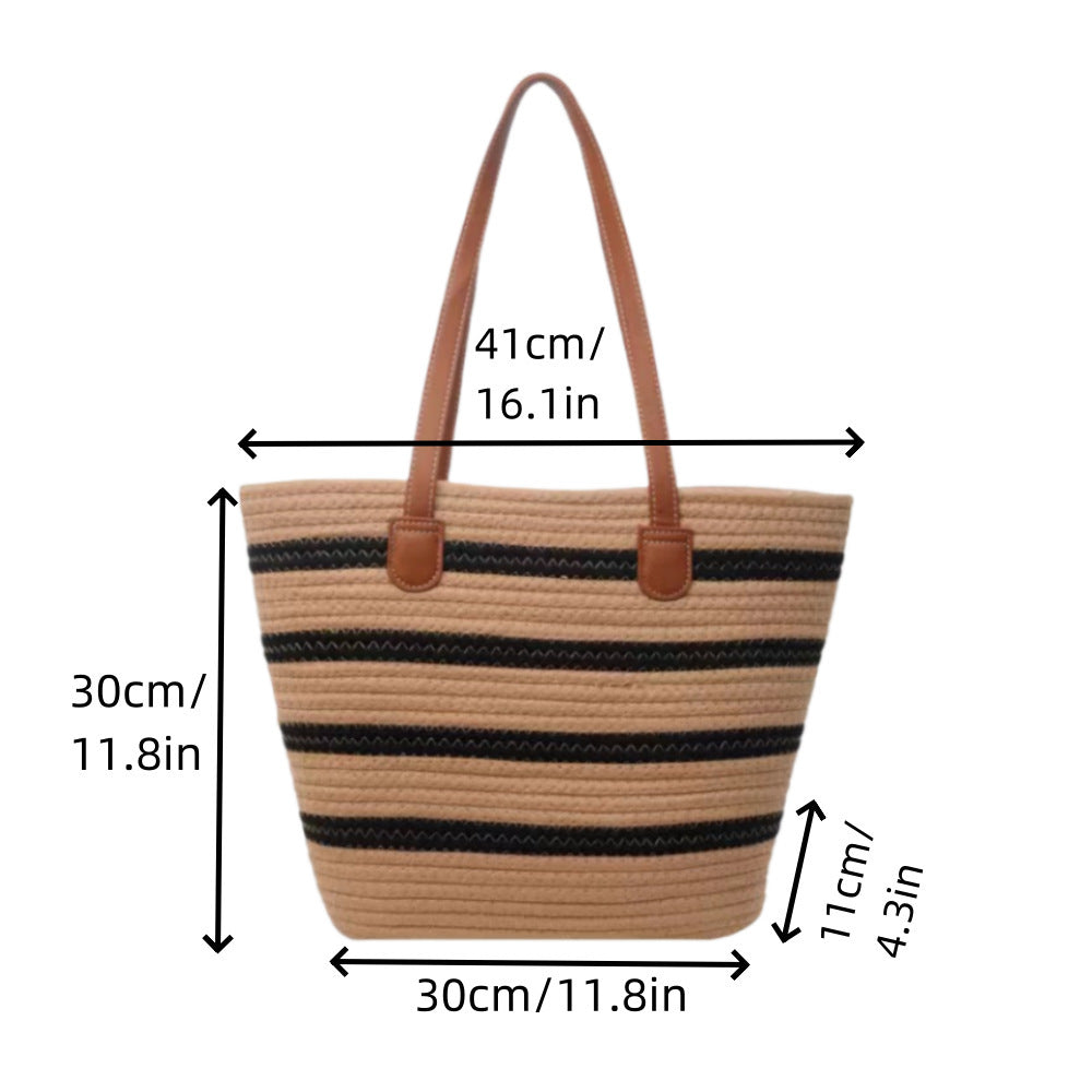Fashion shopping bag with textured wicker design and leather handles Bowlift