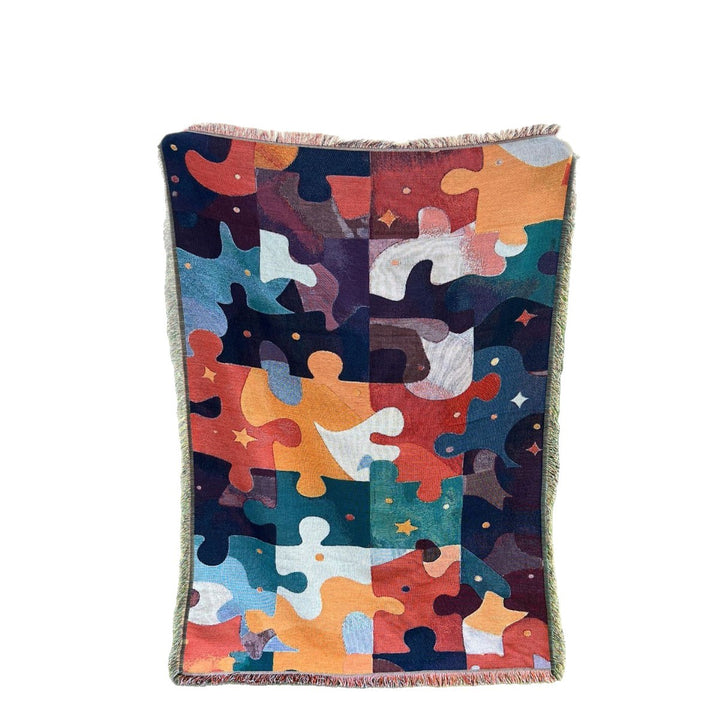 Puzzle Patterned Woven Throw Blanket