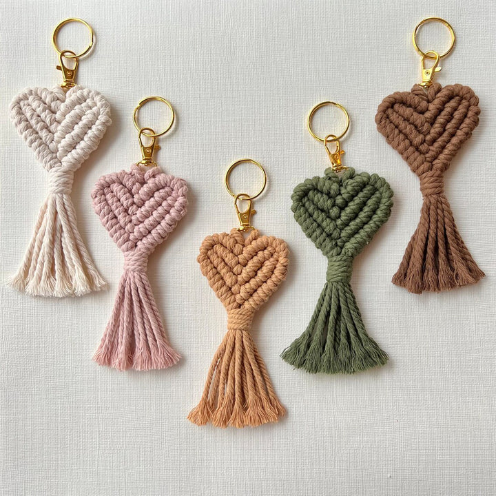 Macrame Heart Keychain Holder Bowlift