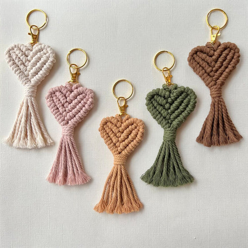 Macrame Heart Keychain Holder Bowlift