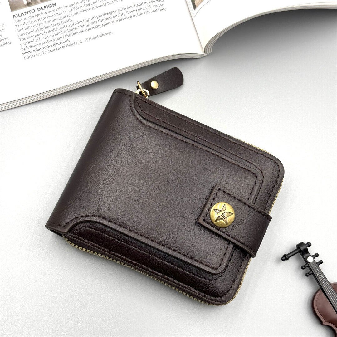 Stylish Leather Zippered Wallet