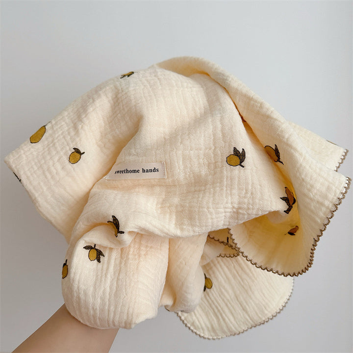 Unisex Cozy Muslin Blanket with Delicate Flower Pattern Bowlift