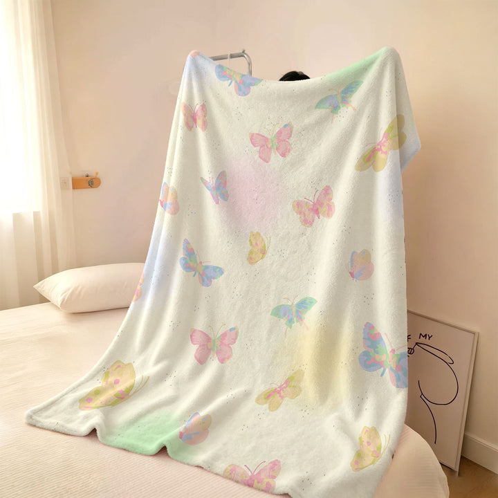 Cozy Butterfly Print Fleece Throw Blanket