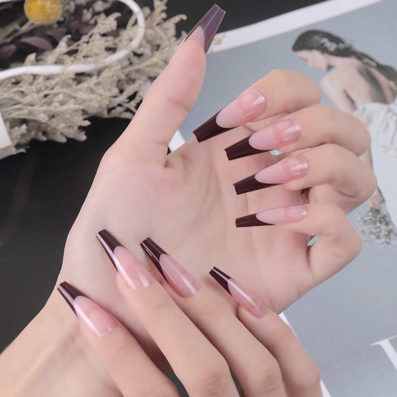 Elegant Stiletto Press-On Nail Set with Two-Tone Design Bowlift