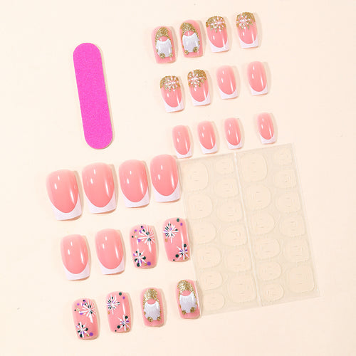 Decorative Holiday-Themed Acrylic Nail Art Extensions Bowlift