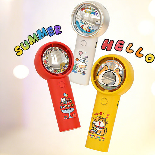 Unisex Portable Handheld Fan with Cute Cat Design Bowlift