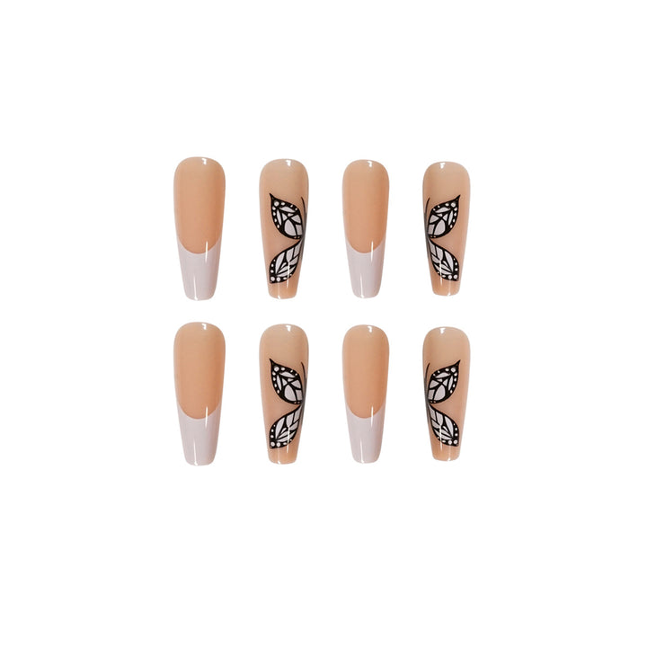 Artful Nail Extensions with Marbled Leaves Bowlift