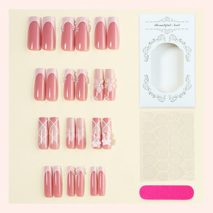 Elegant Press-On Nail Collection with Floral Accents Bowlift