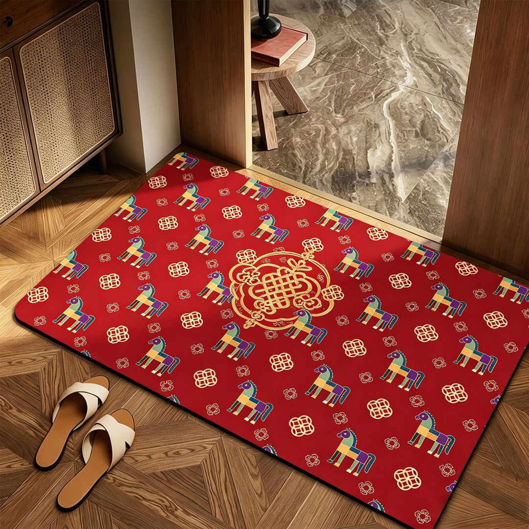 Playful Horse-Themed Memory Foam Bath Mat Bowlift