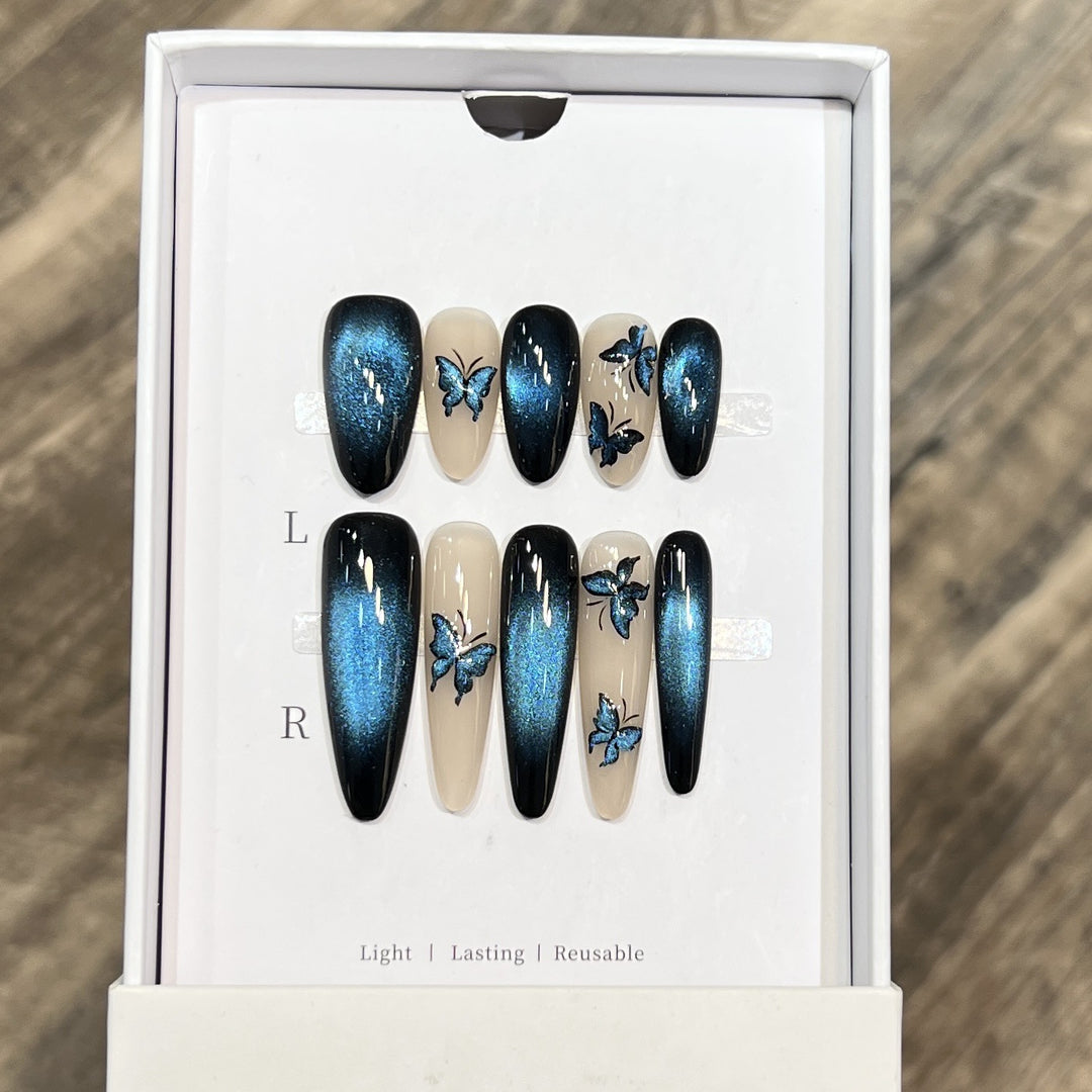 Artistic Butterfly-Accent Press-On Nail Set Bowlift