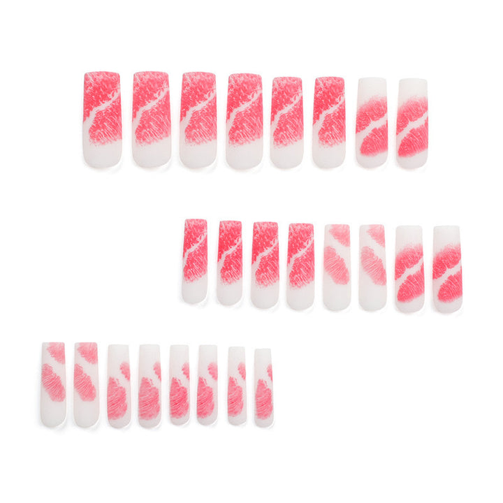 Artificial nail set with romantic lip motif Bowlift