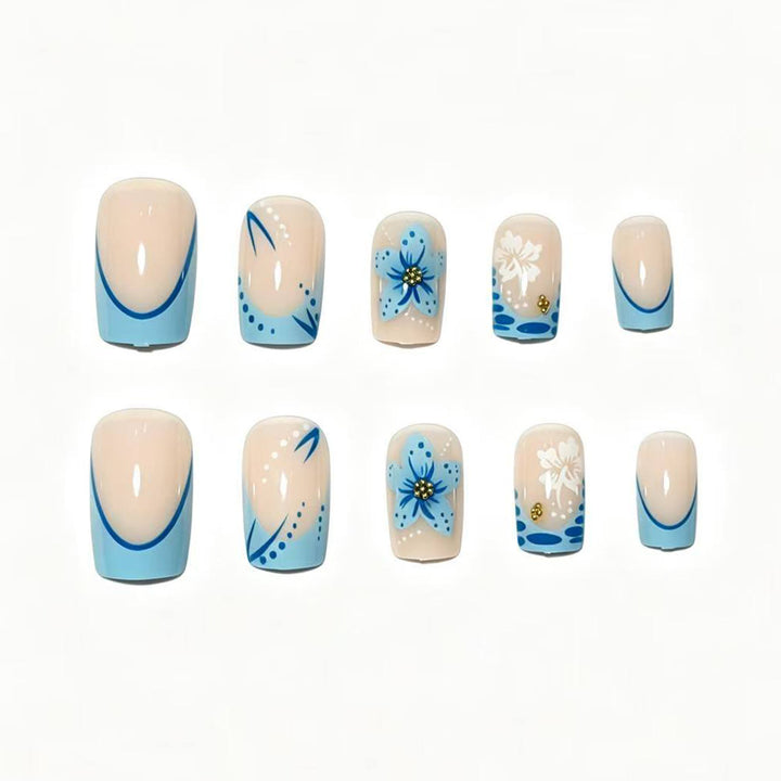 Artisan Floral Acrylic Press-On Nail Set Bowlift