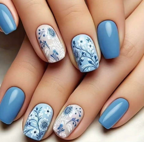 Floral Themed Acrylic Nail Art Bowlift