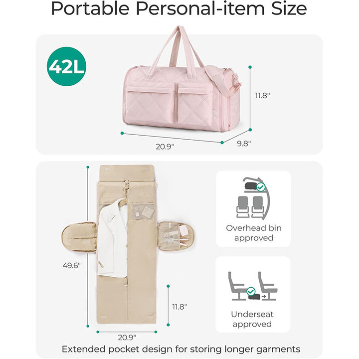 Elegant Travel Bag with Moisture Resistant Interior Compartment Bowlift