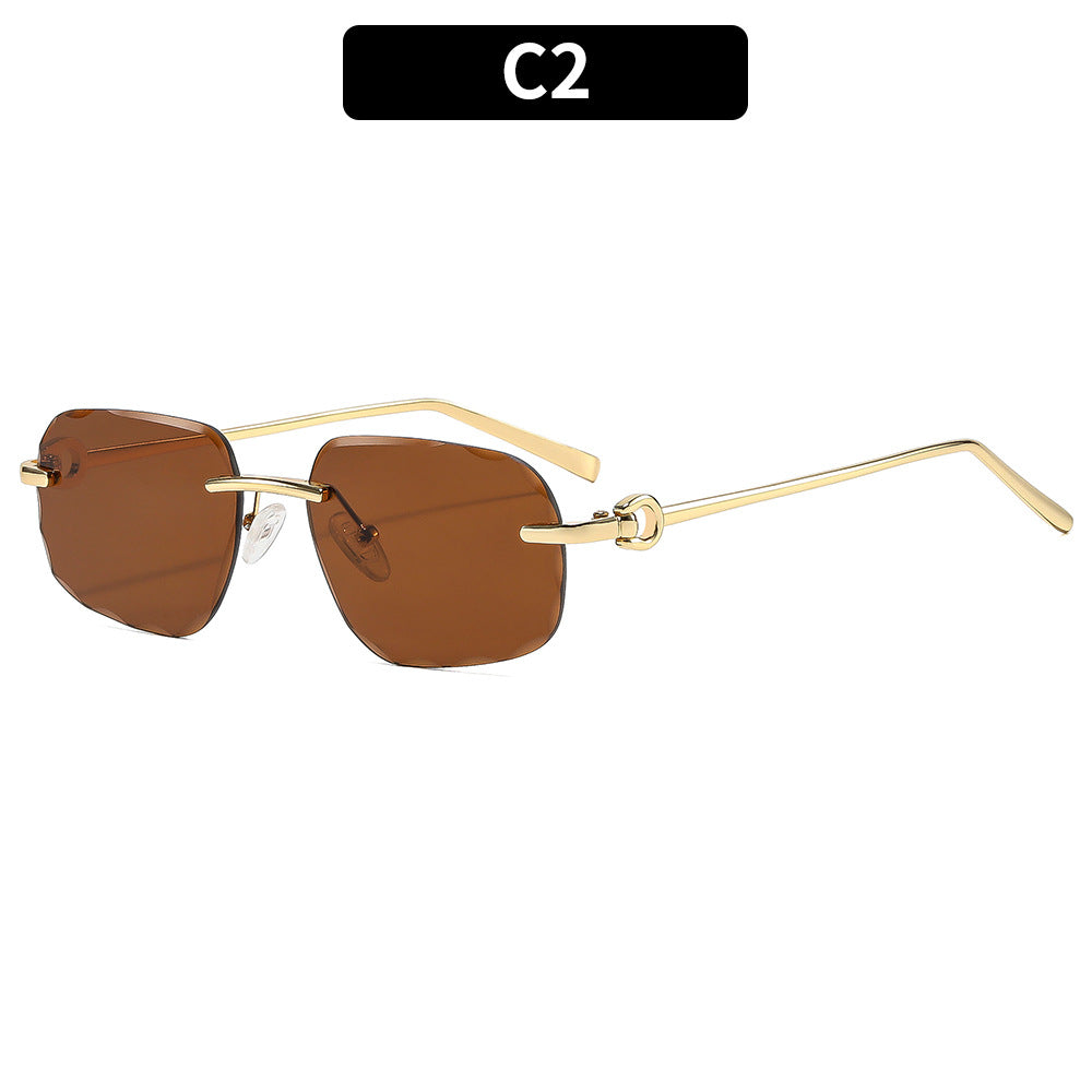 Geometric Frame Sunglasses with Adjustable Nose Pads