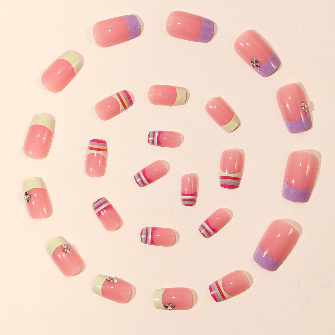 Decorative 3D French Tip Nail Art Extensions Bowlift