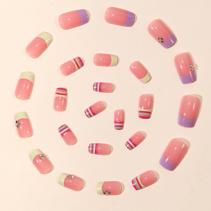 Decorative 3D French Tip Nail Art Extensions Bowlift