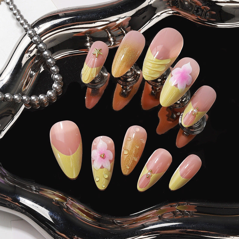 Artistic Floral Tip Press-On Nails Bowlift